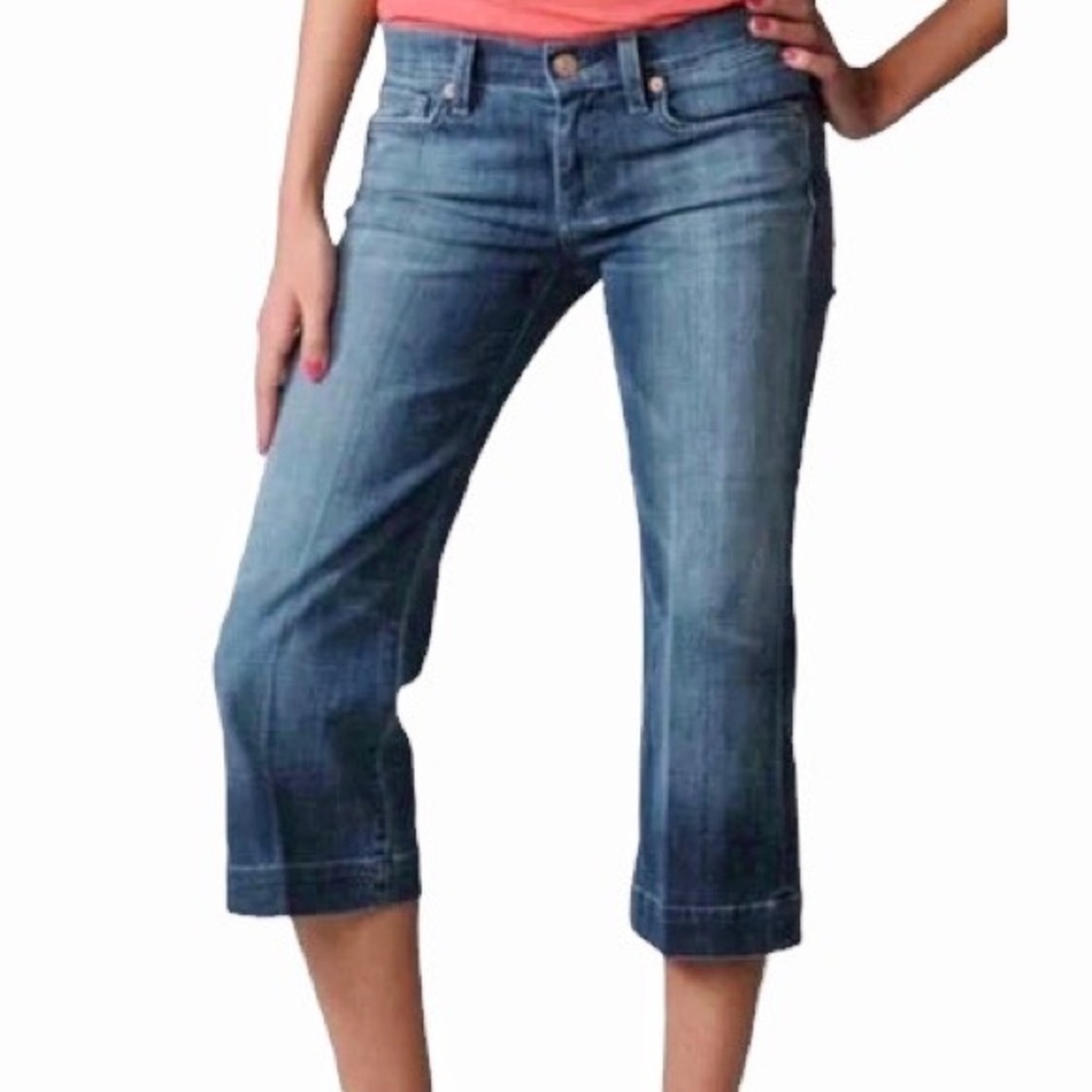 7 for All Mankind Dojo Crop Jeans Blue Capri Length Sz 27